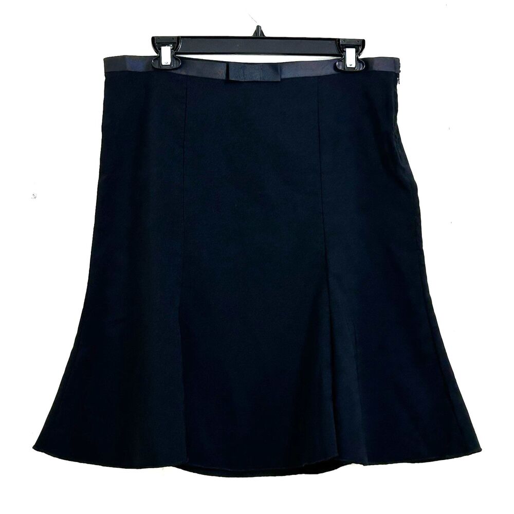 Vintage Geri C. New York Flared A-line Black Panel Skirt Size L Y2K Mid Rise